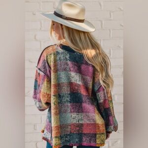 Double Take Exposed Seam Button-Up Fleece Shacket – Size L (EUC)